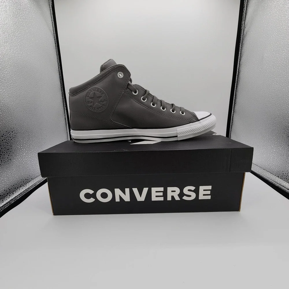 Chuck‎ Taylor All Star High Street Faux-Leather Shoes Mens 13 Sharkskin Gray NEW